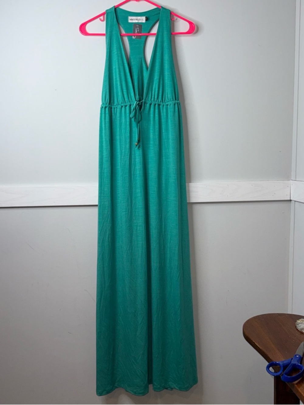 Veronica M Teal Sleeveless Dress with Racerback